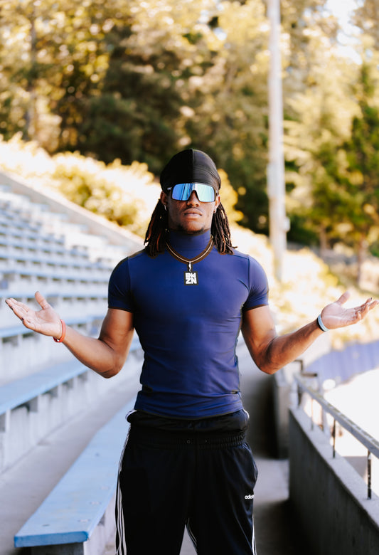 SHORTSLEEVE COMPRESSION TURTLENECK - NAVY BLUE