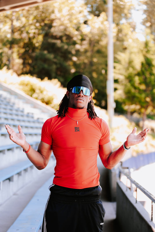 SHORTSLEEVE COMPRESSION TURTLENECK - RED