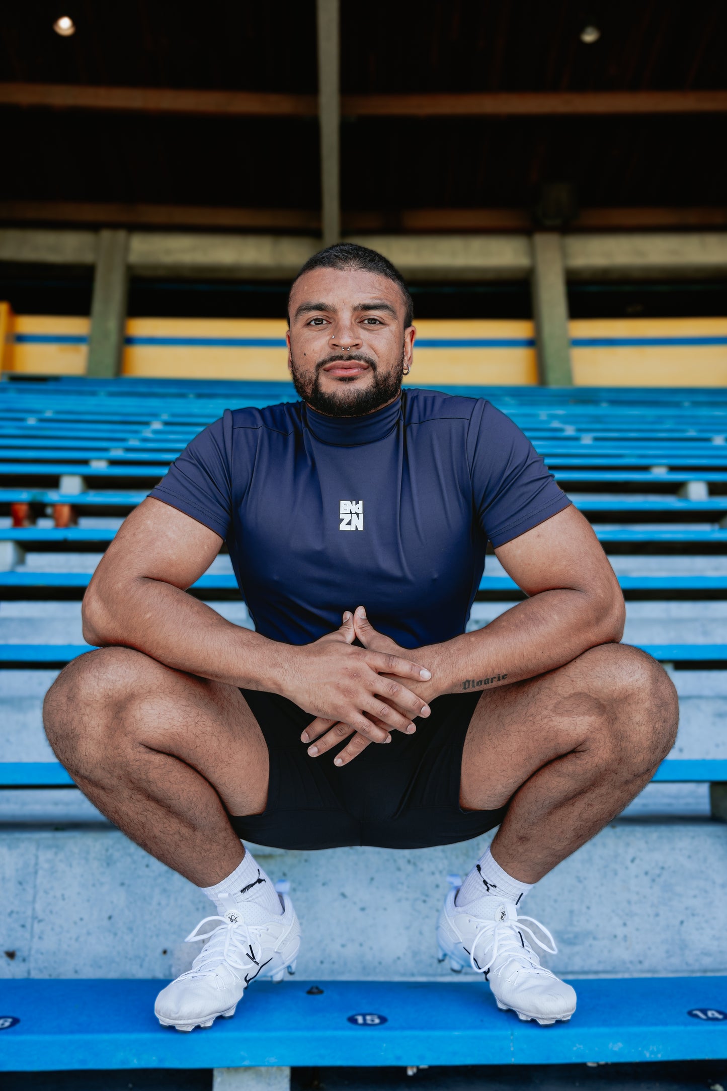 SHORTSLEEVE COMPRESSION TURTLENECK - NAVY BLUE