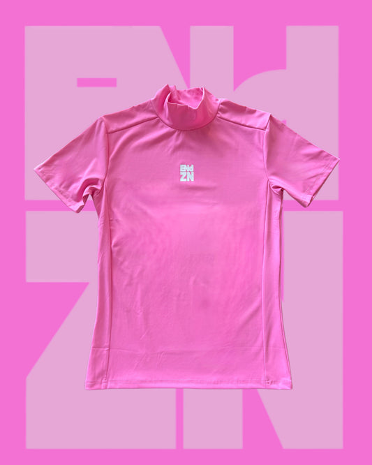 SHORTSLEEVE COMPRESSION TURTLENECK - PINK