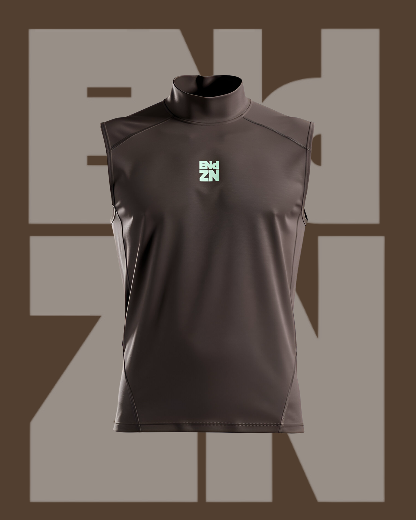 SLEEVELESS TURTLENECK - BROWN