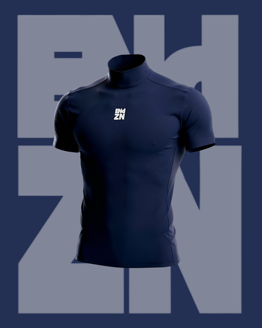 SHORTSLEEVE COMPRESSION TURTLENECK - NAVY BLUE